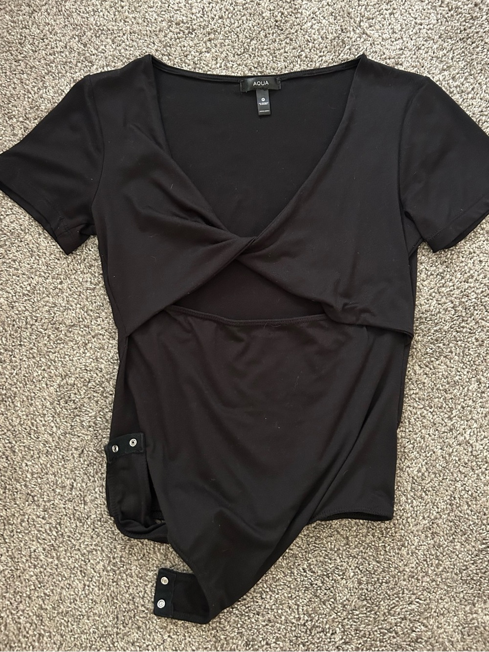 Bloomingdale’s AQUA Black Wrap Bodysuit